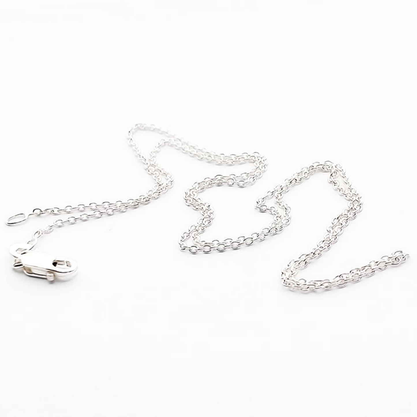 Sterling Silver cable chain. Rhodium plated.