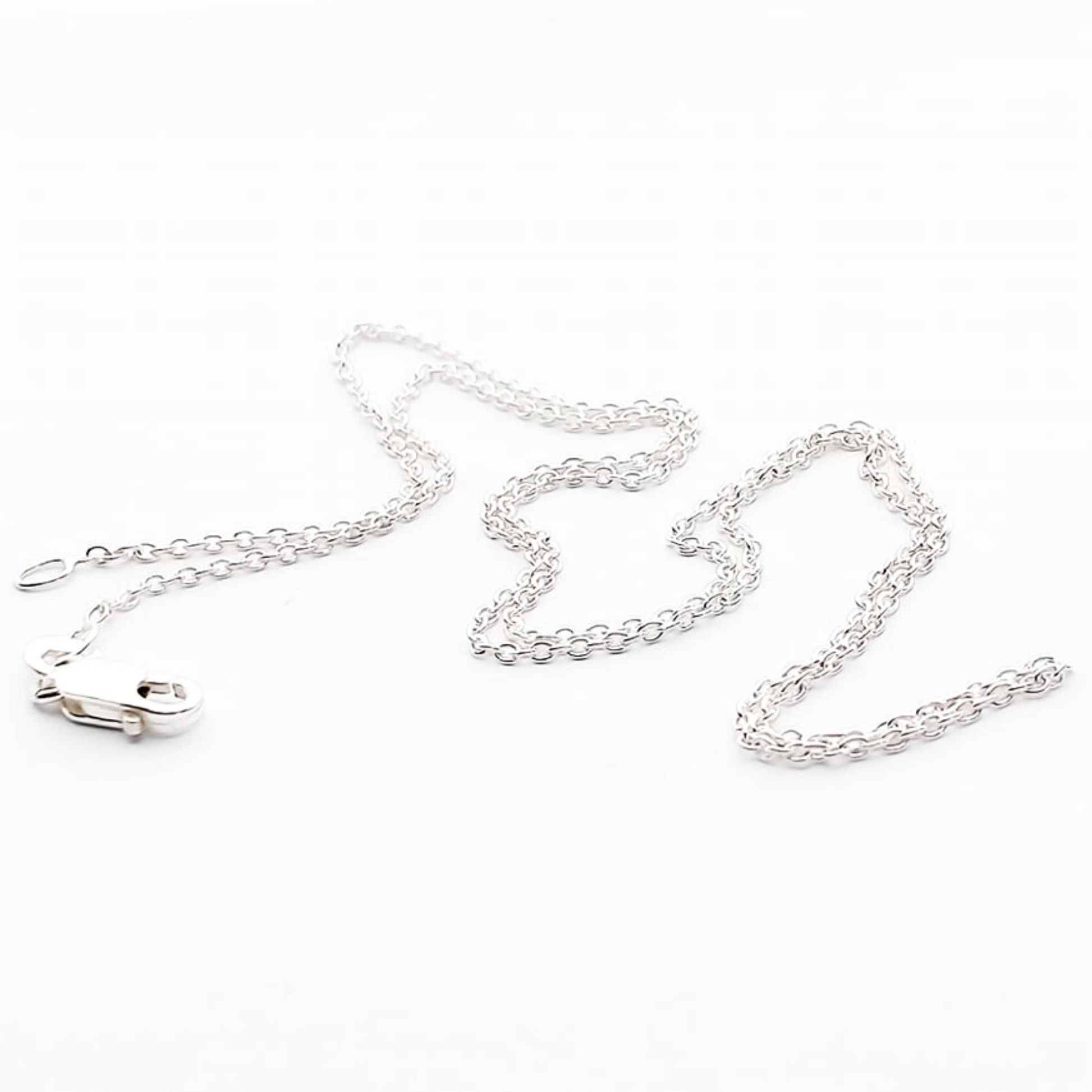 Sterling Silver cable chain. Rhodium plated.