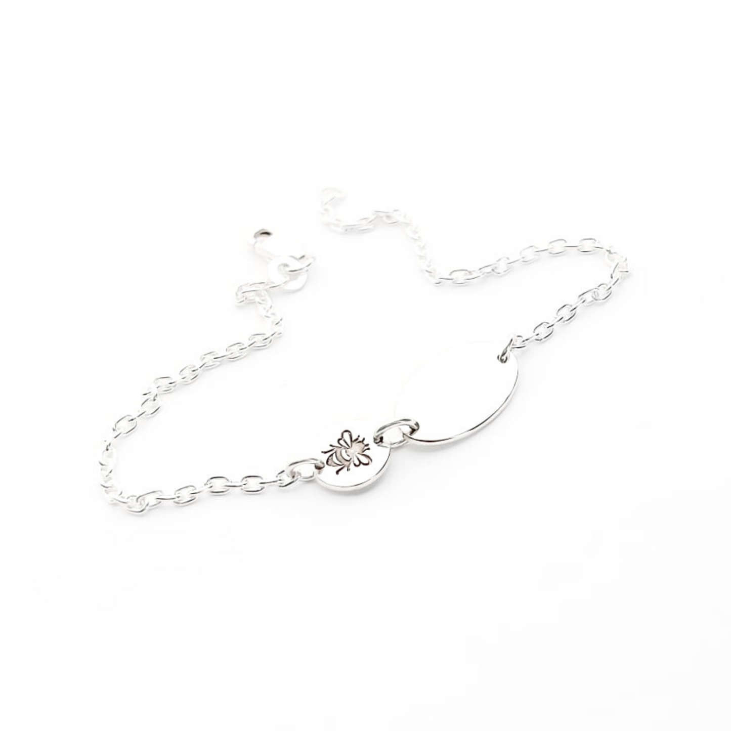 Bee ID bracelet made from ethically sourced sterling silver.