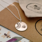 Silver sunflower and bee stamped jewellery with organic calico pouch